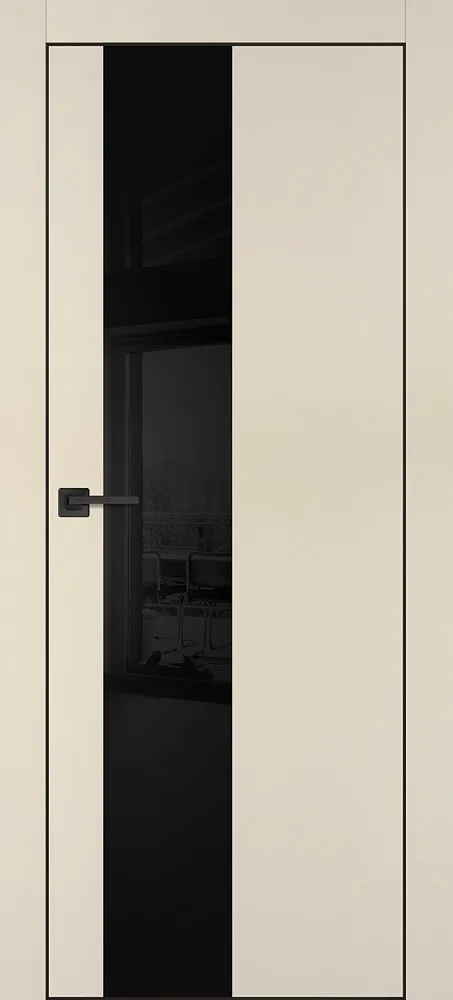 Фото Межкомнатная дверь ПХ- 6 черная кромка с 4-х ст. Бежевый матовый